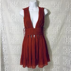 Zara Sheer Mini Sun Dress, Women’s SZ XS, Burnt Orange, Morocco,